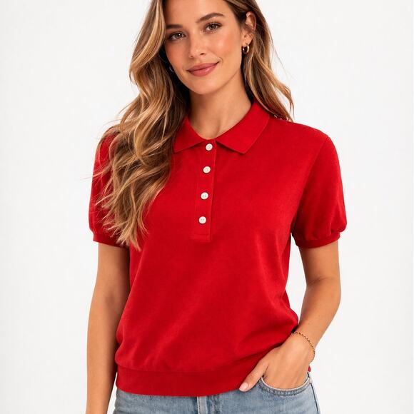 Everlane Tops - Everlane Red Polo Knit Top
